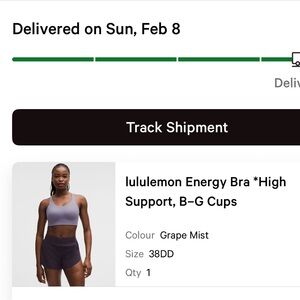 lululemon Energy Bra *High Support, B-G cups in Grape Mist